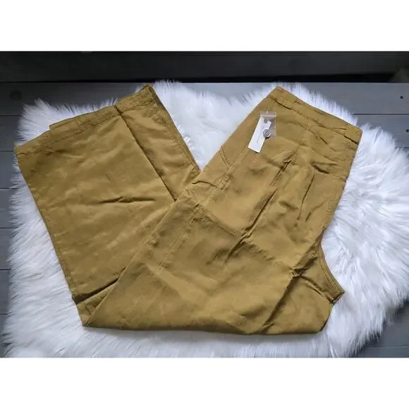 NWT Pilcro Pleated Brown Balloon Trouser Flare Pants - 31 waist